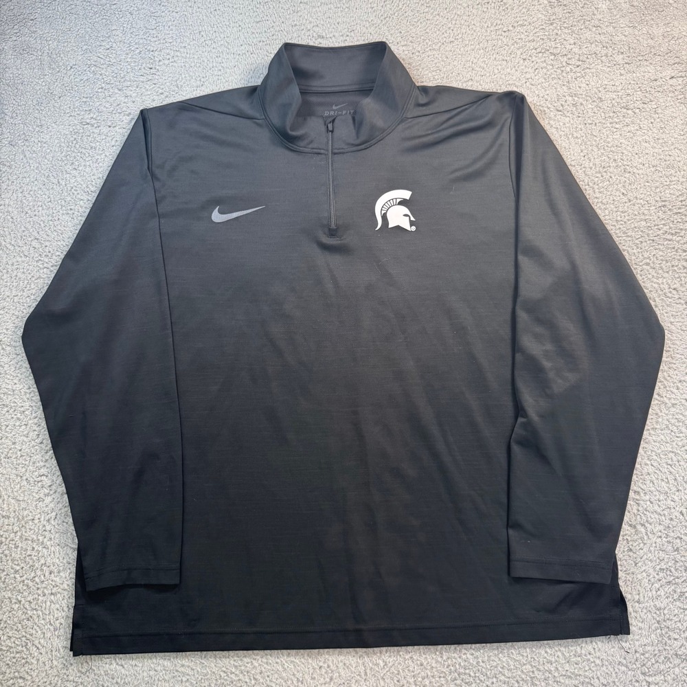 Nike Michigan State Spartans Dri-FIT 1/4 Zip Pullover Mens XXL Black Mock Neck